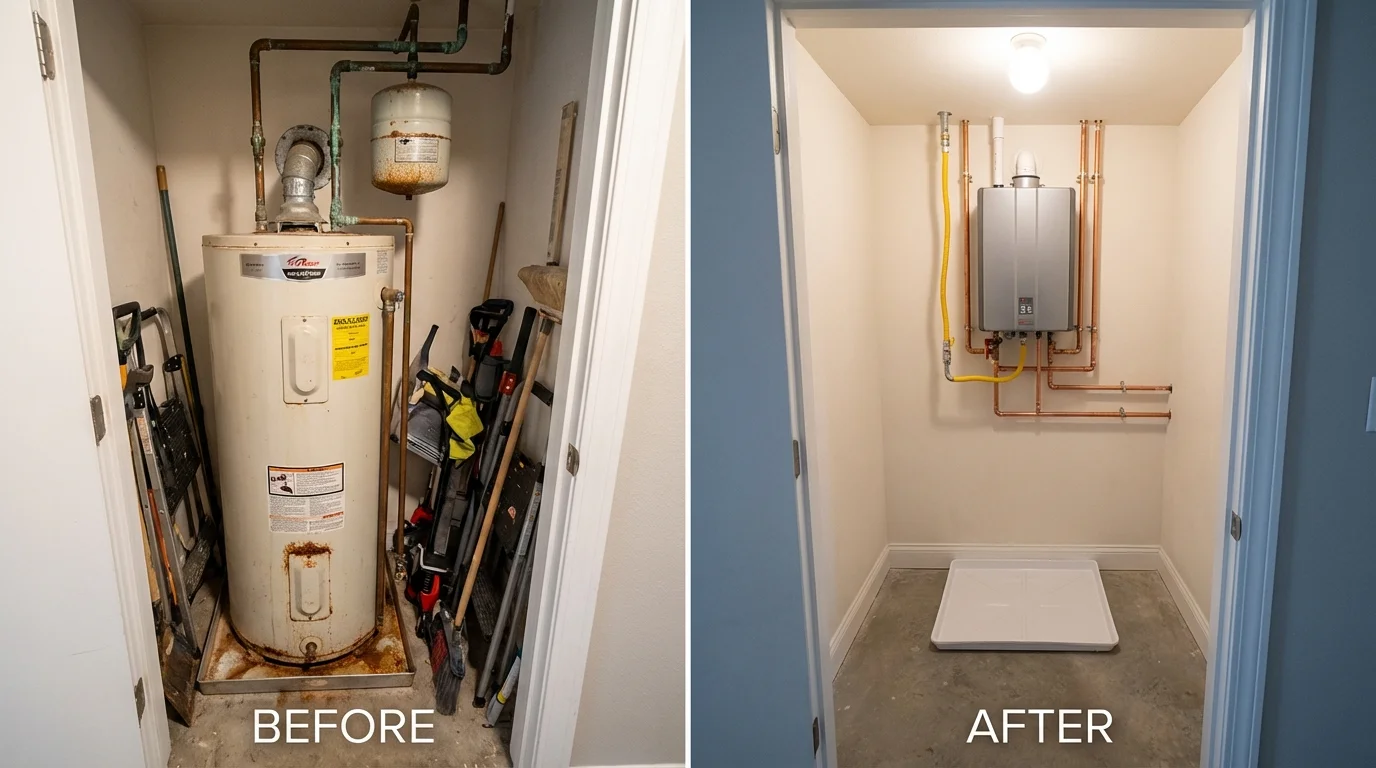 Tank water heater versus wall-mounted tankless unit comparison for Piedmont, SC homeowners