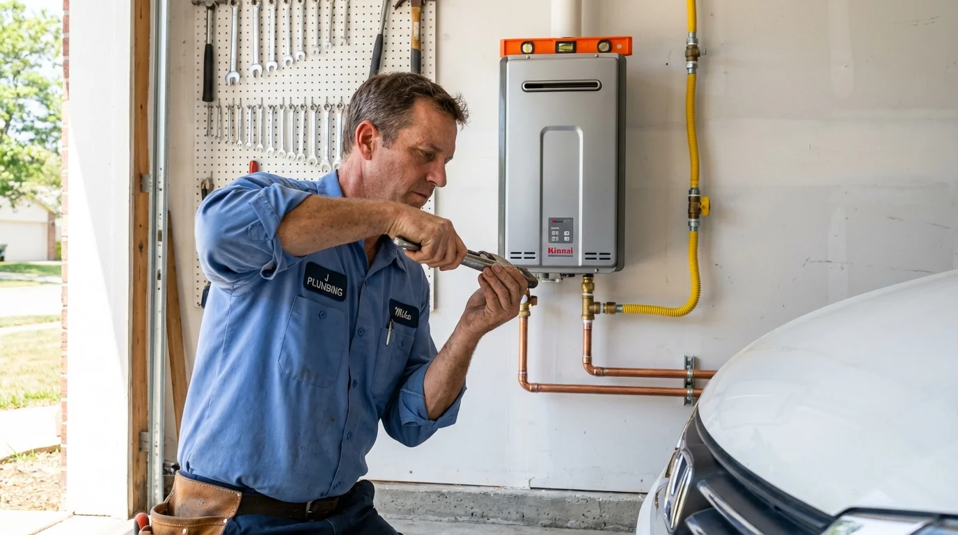 Tankless water heater installation by a Johns Plumbing LLC plumber in Piedmont